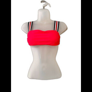 Women’s Red White Blue Wide Strap Clasp Back Bikini Top Size S